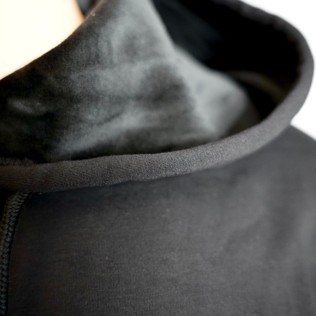 Black Logo Hoodie (Silver Fox Velvet Lined)